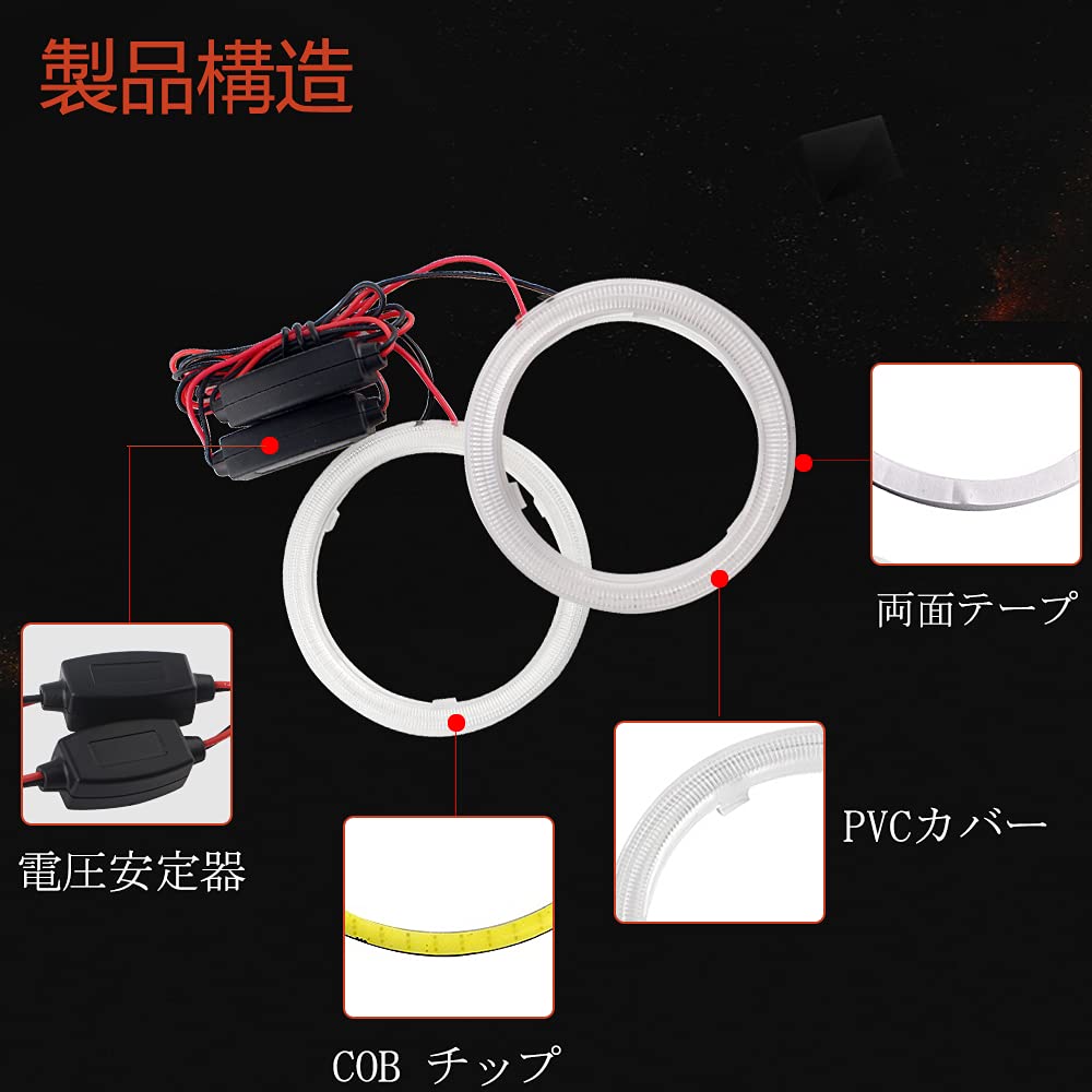 Grandview COB Squid Ring 70mm Headlight Blue Cover with Ballast Angel Eye for Car (Upgraded Version)