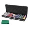 GYMAX Poker Chips 500 Pieces 7 Colors Casino Chips Poker Set with Playing Cards and Mat Pieces (500 - Black)