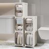Compact Foldable Bathroom Storage Cabinet with Wheels and Dustproof Design