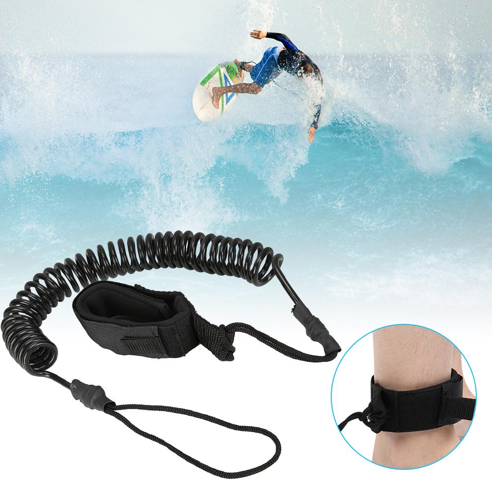 TPU Black Elastic Water Sports Foot Rope Surfing Paddle Board Ankle Spring Traction Strap