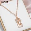 Kinel Square Chain Shape Pendant Necklace For Women Rose Gold Color Natural Zircon Fine Jewelry