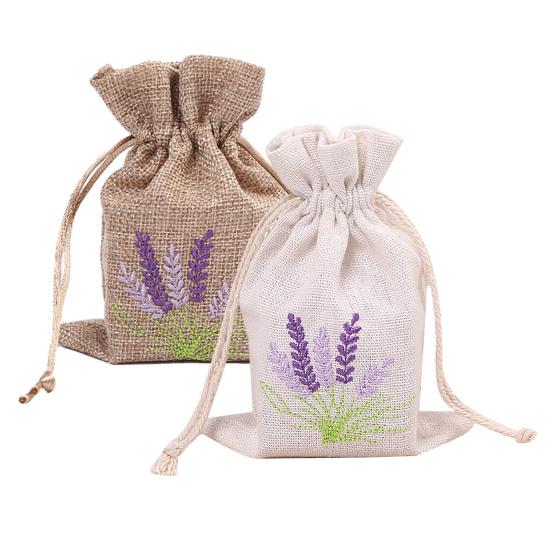 12 шт., сумки с вышивкой лаванды, пустые сумки для хранения с завязками, износостойкие, широко используемые сумки для хранения конфет и ювелирных изделий