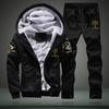 Tracksuit Men's Set Winter Running Two Piece Sets Cotton Inner Fleece Thick Hooded 2PC Jacket Pants Sport Jogging Suits