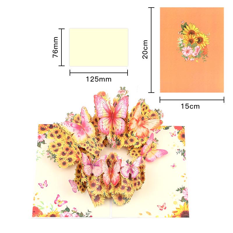 Teacher's Day 3D Pop-up Butterfly Card with Fresh Flowers for Girlfriend