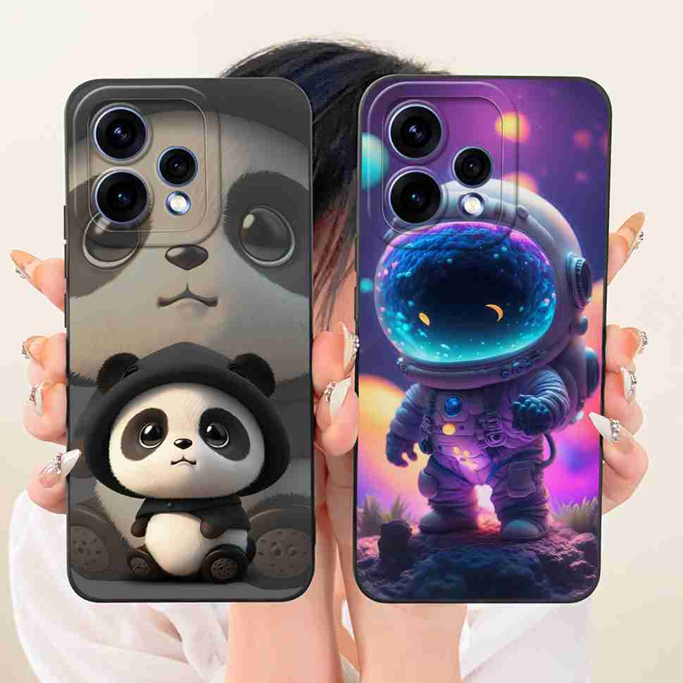 Чехол для Oppo Reno15 5G CPH2825 Силиконовая задняя крышка для Oppo Reno 15C Reno15c 5G Милый мультяшный чехол для телефона с пандой Ударопрочный