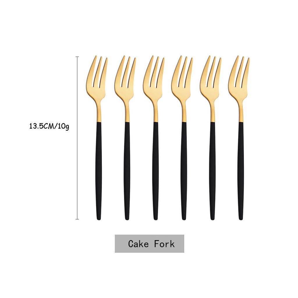 6Pcs/Set Tea Cake Snack Fork Dinnerware Cutlery Colorful Fork Set Mirror Stainless Steel Tableware Dessert Fruit Fork Silverware