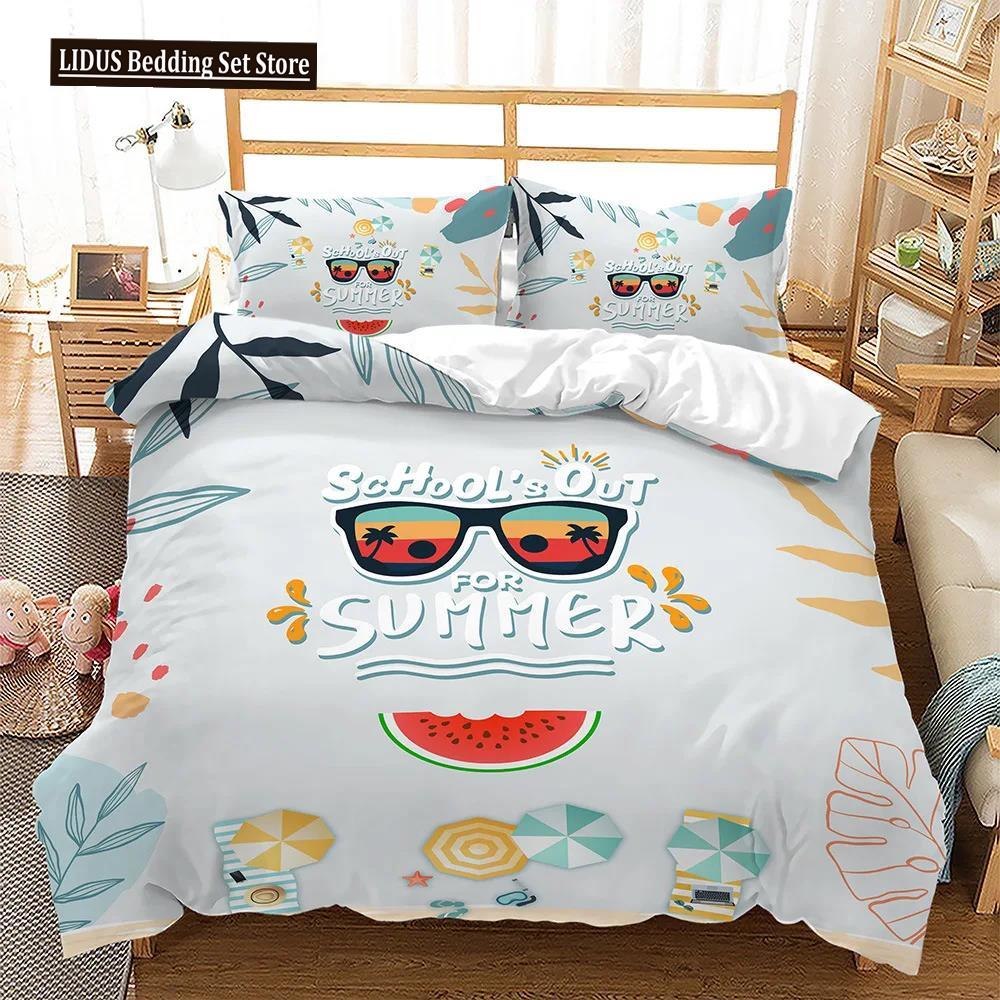 Комплект пододеяльника на тему летних каникул размера кинг, квин, пляж, ракушка, морская звезда, пододеяльник для ребенка, мальчика, девочки, полиэстеровый комплект постельного белья