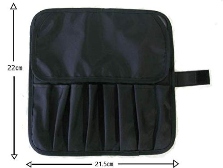 Сделанный в Японии чехол для кистей для макияжа с 8 черными карманами,
