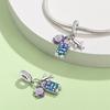 S925 Silver Travel Vacation Airplane Luggage Tag Pendant DIY  Beaded Charm Accessory
