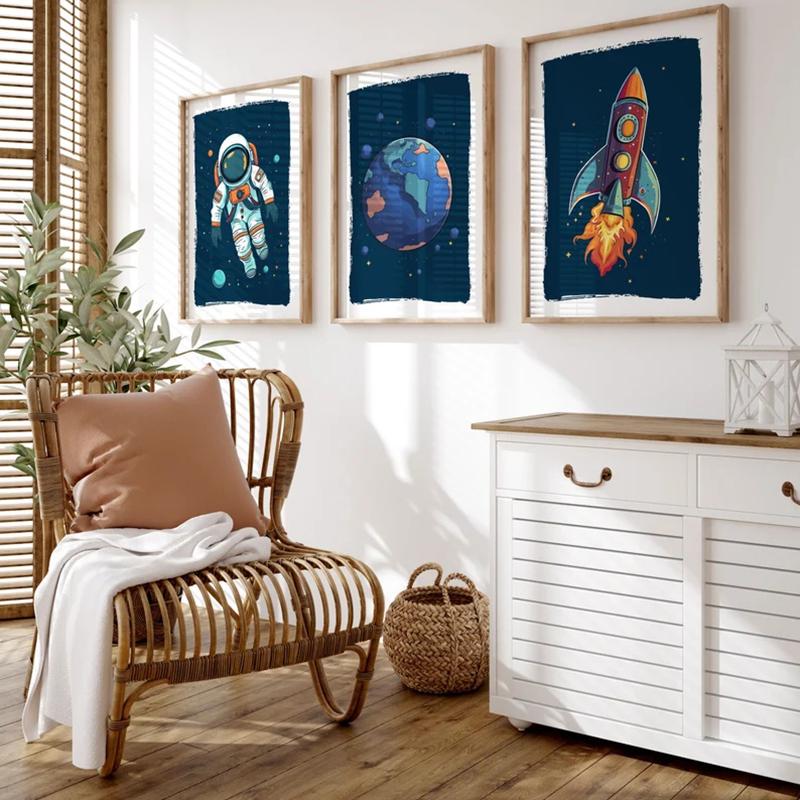 Astronaut Space Themed Nursery Prints Poster Kids Space Themed Bedroom Decor Nursery Decoration Kids Room Nursery Decorative