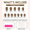 24pcs French Tip Press On Nail Almond Shape False Nail With Golden Star Designs Nail Accesories Elegant Stick on Nail