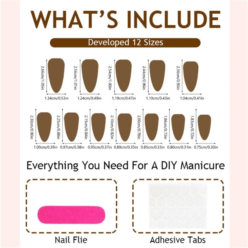 24pcs French Tip Press On Nail Almond Shape False Nail With Golden Star Designs Nail Accesories Elegant Stick on Nail