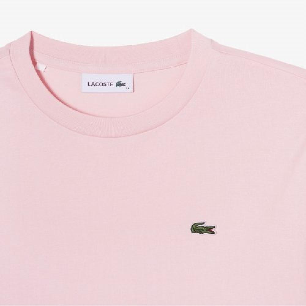 Lacoste Женская базовая футболка с круглым вырезом и коротким рукавом [светло-розовая]