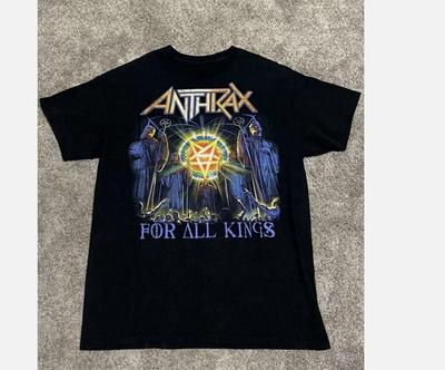 ANTHRAX для всех королей Футболка с коротким рукавом Черная Унисекс S-45XL Унисекс Футболка