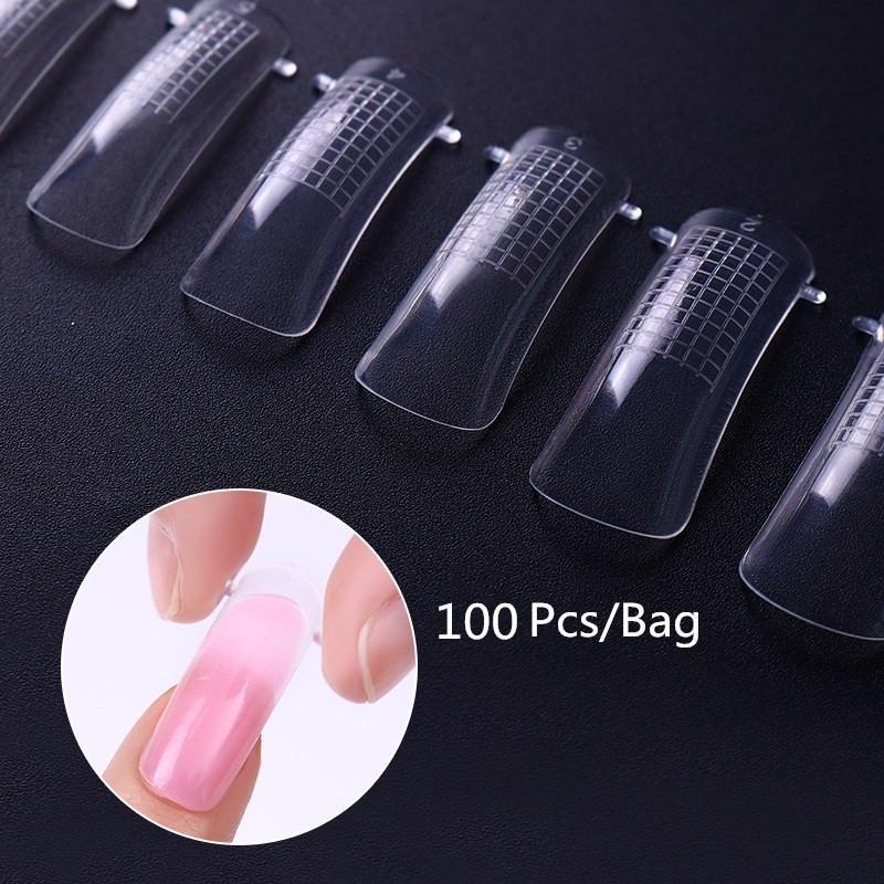 20/100 Pcs Transparent Nail Art Quick Building Poly Gel Nail Extension Mold Forms Manicure Tool