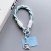 Creative Short Woven Lanyard Color Blocked Knotting Mobile Phone Case Keychain Detachable Anti-Lost Made Polyester Offset