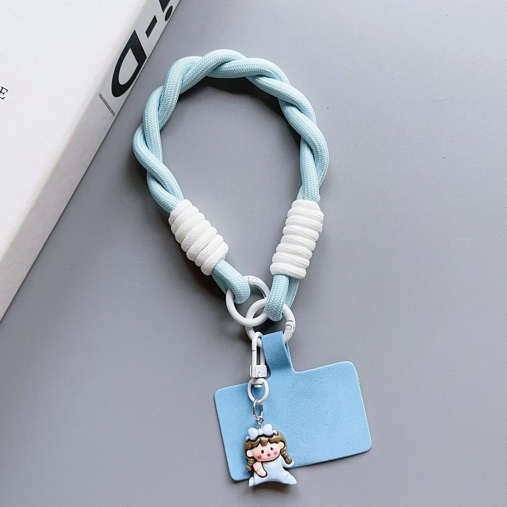 Creative Short Woven Lanyard Color Blocked Knotting Mobile Phone Case Keychain Detachable Anti-Lost Made Polyester Offset