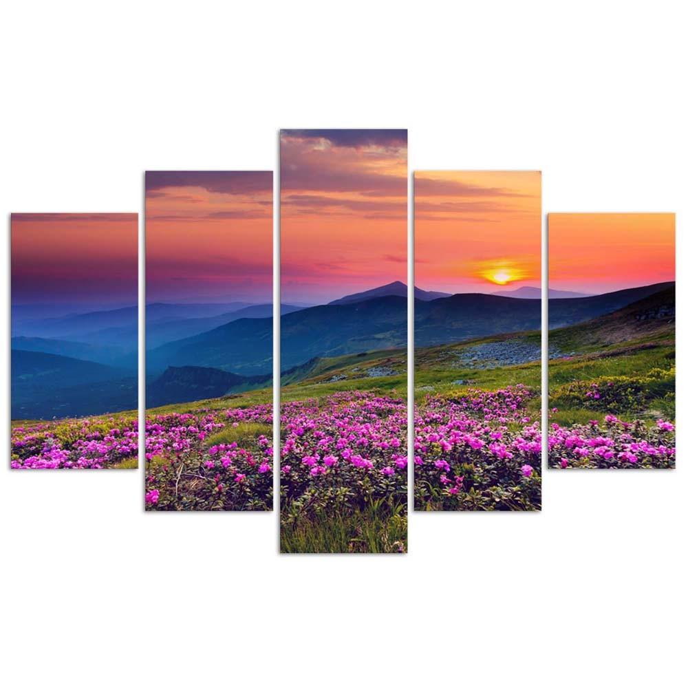 Feeby Five piece picture canvas print, Sunrise