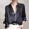 Винтажная элегантная офисная блузка с длинными рукавами, модная женская свободная простая рубашка, женские весенне-осенние повседневные женские топы 30244