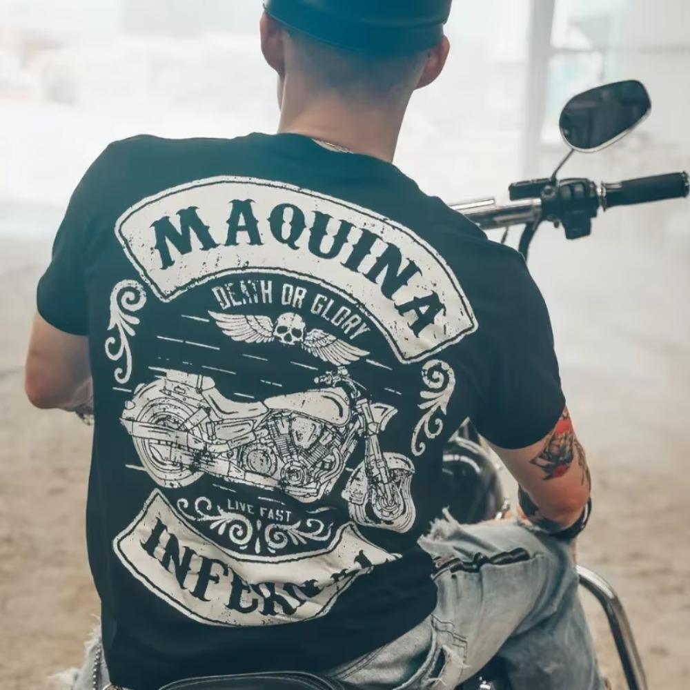 Top Motorcycle Streetwear Print T Shirt For Men Goth Grunge Man Tee Shirts Anime Clothing Quick-drying Chic Korean Style Loose
