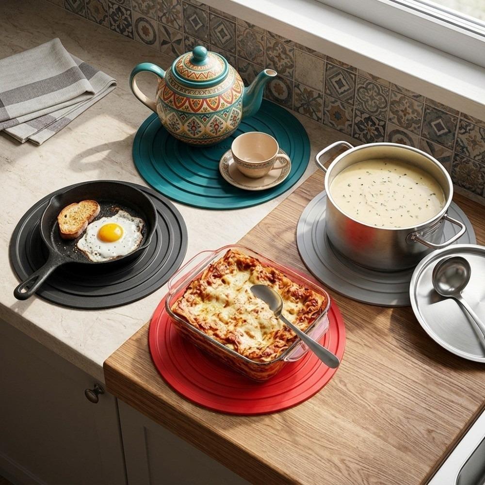 Muiti Color Heat Resistant Mat Silicone Protection Pad Space Saving Anti Scald Placemat Coffee Mug