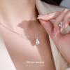 Banyan Tree S925 Silver Water Drop Black Agate Pearl Necklace - Korean Simple Clavicle Chain for Women