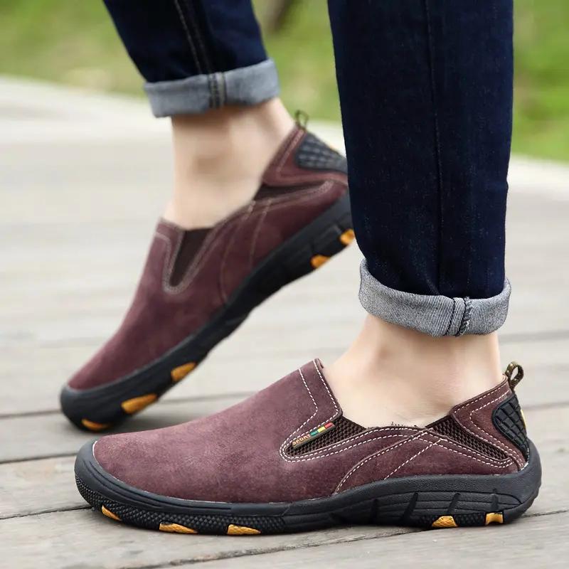 Plus Size 39-48 Men Genuine Leather Casual Shoes Comfortable Soft Sole Anti Slip Daily Walking Driving Office Loafers for Daily Wear Business