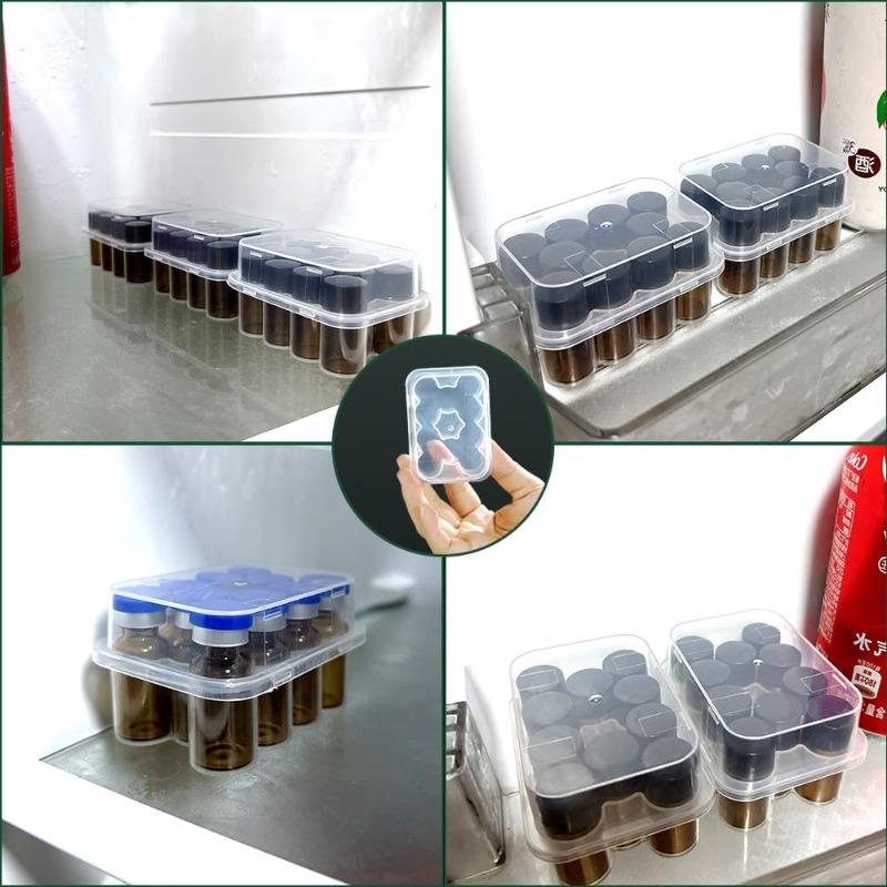 Clear 3Ml/10Ml 10-Slot Vial Storage Case Plastic Stackable Microtube Box Freezer Tube Container For Lab Diabetic Supplies