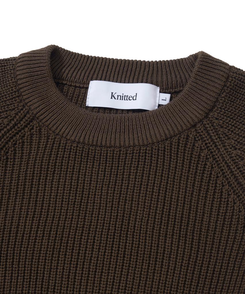 KNITTED [Nitied X Fashion Planet] Cotton Waffle Round Knit Brown