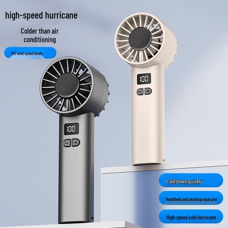 JK107 Hurricane Handheld Fan: 100-Speed Portable, Long-Lasting Desktop Cooling