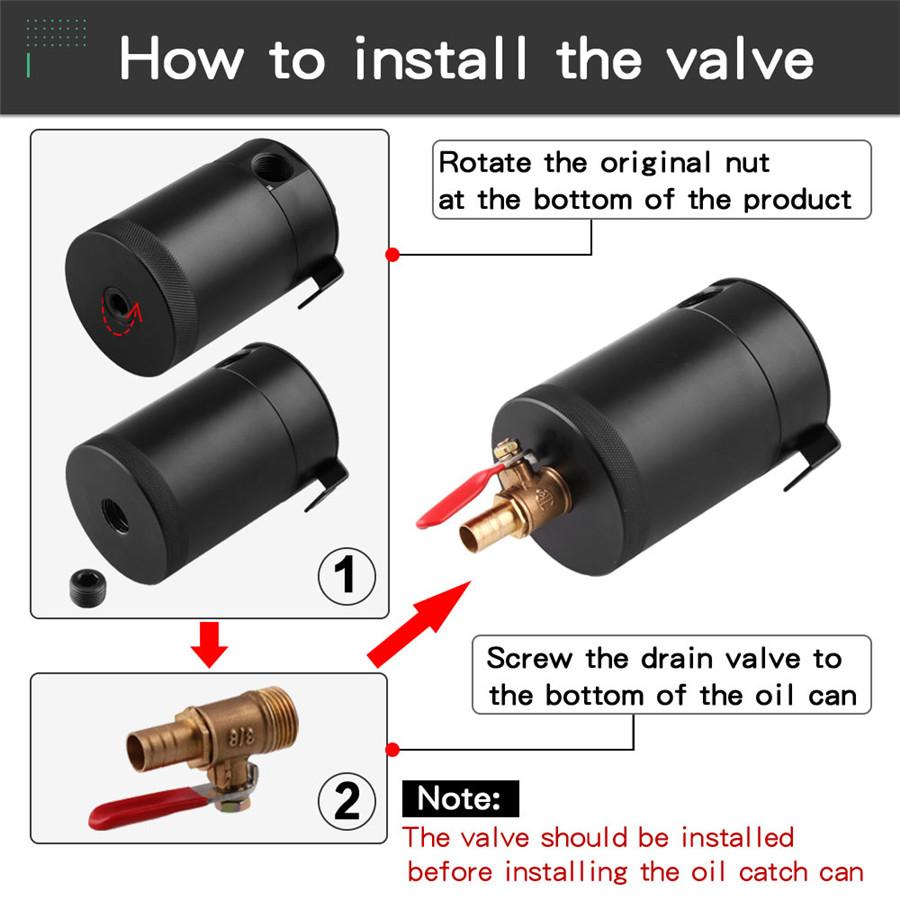 3-Port Oil Reservoir Catch Can Tank with Drain Valve & Breather Filter Universal