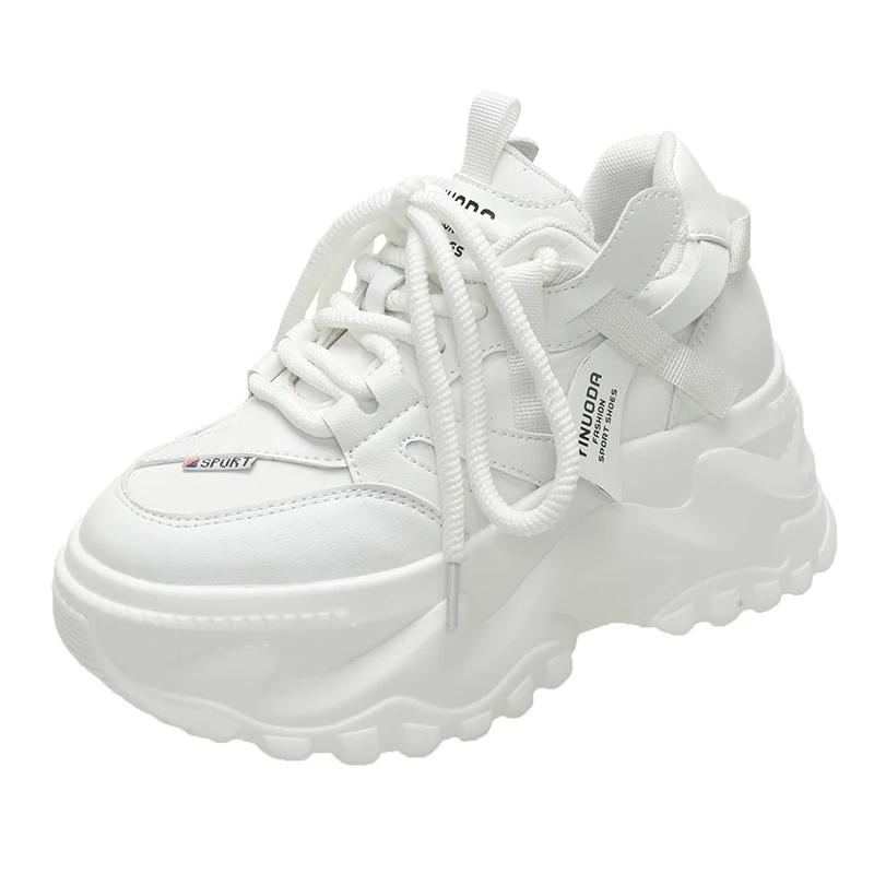 Модные осенние женские кроссовки, новые дышащие туфли на высокой платформе, женские, вулканизированные, повседневные, массивные кроссовки Zapatillas Mujer 8 см