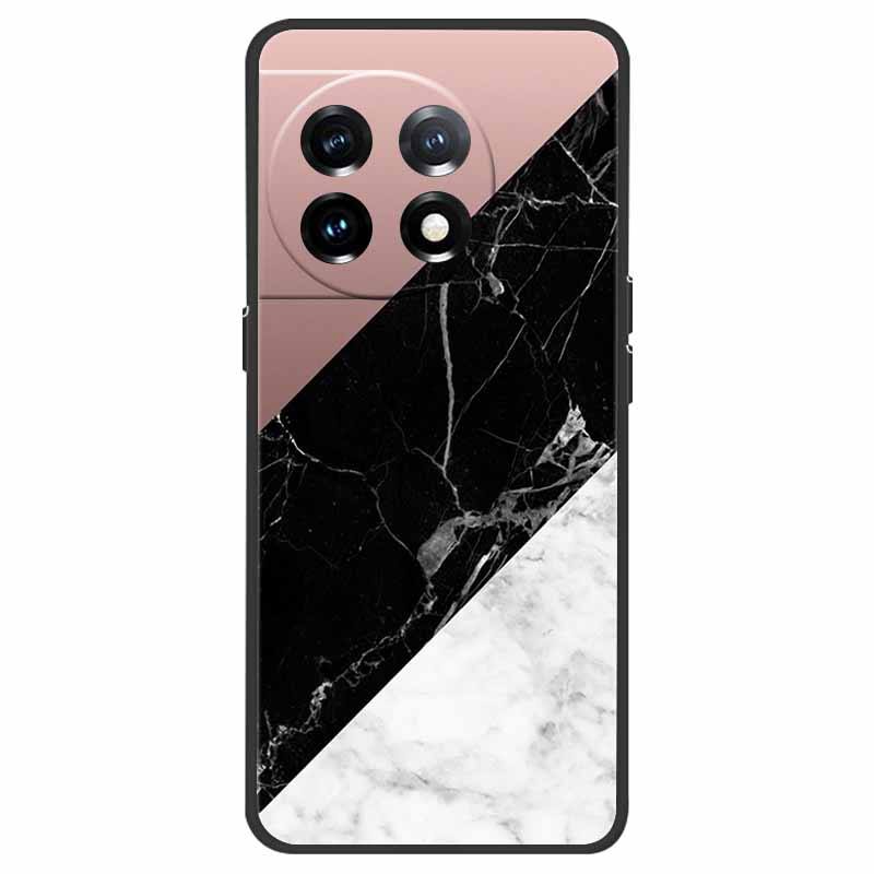 Чехол для OnePlus 11 5G One Plus 11R Цветок Мрамор Черный Бампер Мягкий ТПУ Силиконовый Чехол для OnePlus 11 / 11R 5G Чехлы для Телефонов Capas