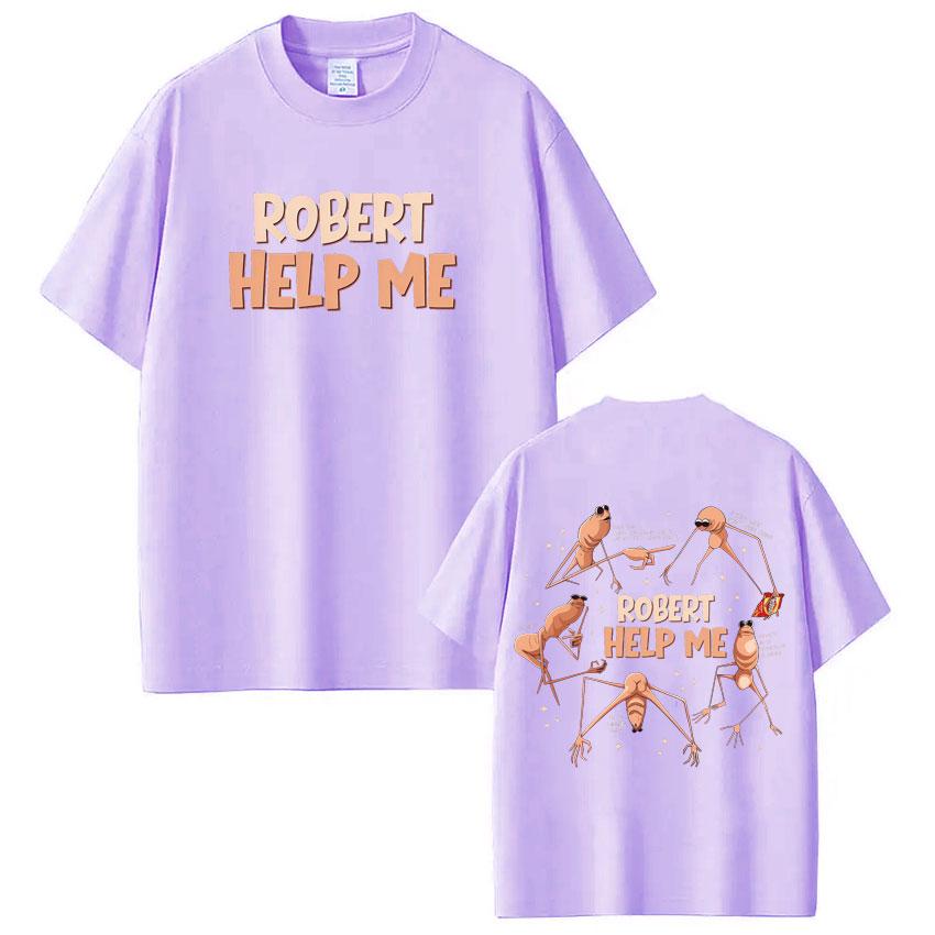 Robert Help Me Marcus The Worm Funny Meme Tshirt Unisexs Fashion Hip Hop Tshirts Cotton Casual Short Sleeves T Shirts Streetwear