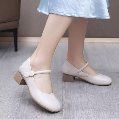 Туфли женские Мэри Джейн из мягкой кожи в стиле ретро, осень 2025, новые, темпераментные, универсальные, из маленькой кожи, с мелким вырезом, удобные, на мягкой подошве, одинарные