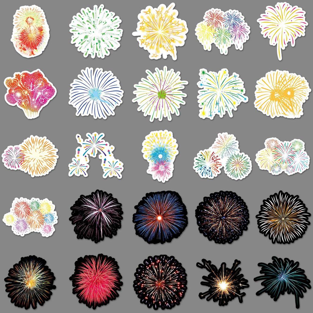 50 Fireworks Doodle Personality Cartoon Small Fresh Guka Children's DIY Mobile Suitcase Stickers Waterproof