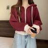 Women's Dopamine Color-Block Hooded Sweatshirt - Lazy Style, Petite Fit, Long-Sleeve, Spring & Autumn