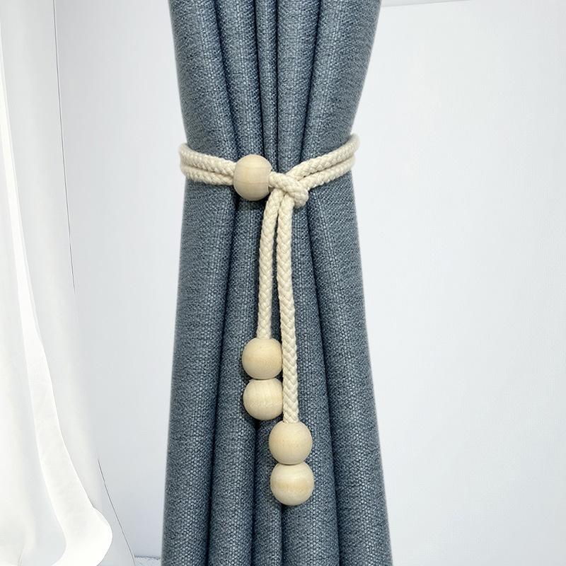 Деревянный стиль Подвязочная лента для штор Декоративная складная лента - это регулируемая лента для фиксации марлевых штор в стиле деревянных бусин