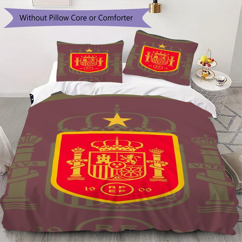 Spain national football team Pattern Bedding,Quilt Set Quilt Cover Pillowcase Home Birthday Gift(1 * duvet cover + 2 * pillowcase, without core)_lx