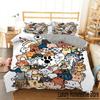 Комплект постельного белья с изображением мультяшного кота, детский пододеяльник с изображением милого котенка, разноцветный пододеяльник с изображением животных, покрывало King Twin Queen из полиэстера