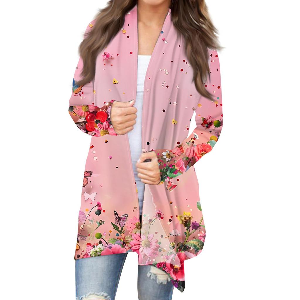 Женский кардиган с принтом ко Дню независимости и длинными рукавами спереди, легкая куртка с принтом