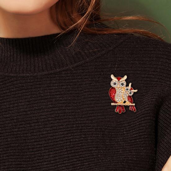 Эмалированные стразы в форме совы, встроенная брошь, значок, банкетные украшения