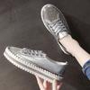 Fashion Mirror Роскошные женские кроссовки с толстой подошвой Осенние повседневные дизайнерские мокасины со стразами Женская обувь Тренд 2024 Серебряная весна Толстые