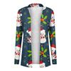 Женская мода, повседневный рождественский принт, кардиган средней длины, куртка, пальто