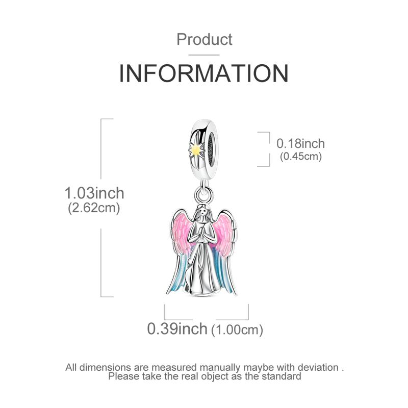 Оригинальные шармы-бусины Медь с инкрустацией цирконием Кулон в виде креста монахини Крыло ангела Подходят для браслета Ювелирный подарок Маркировка
