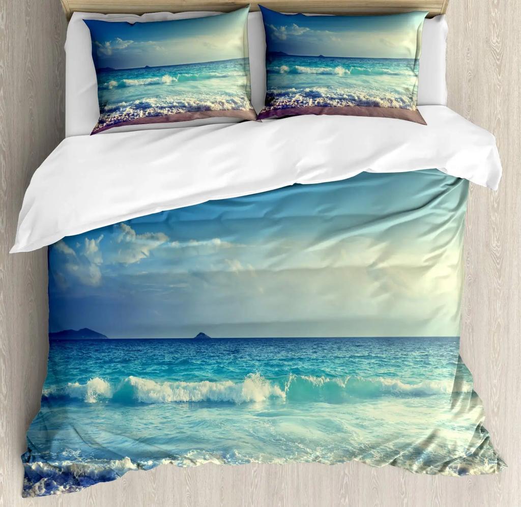 Пододеяльник Океан Летний Пляжный Декор Гавайский Стиль Набор Постельного Белья Тропическая Природа Морская Тема Пальмы Чехлы для Одеяла