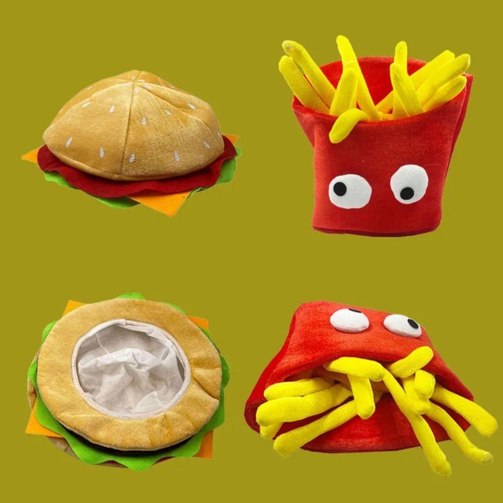 Cartoon Decorative Fries Hat Cute Halloween Cap Beach Cap Plush Toys Caps Cosplay
