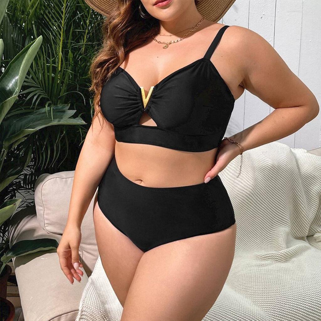 Женский купальник-бикини больших размеров с разрезом, купальник-купальник Plus