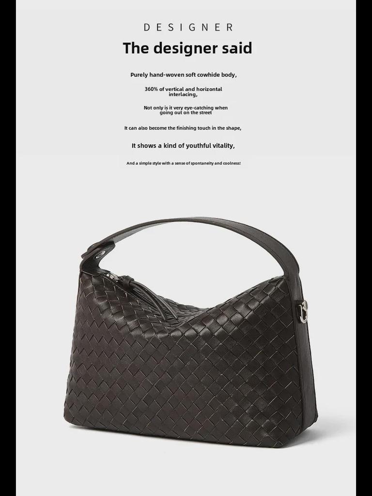 2025 Rhombus Sheepskin Leather Женская сумка через плечо - Ручная сумка-мессенджер с тканым дизайном