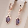 Minimalist Purple Zircon Crossing Pendant Earrings Women Jewelry Wedding Party Accessories